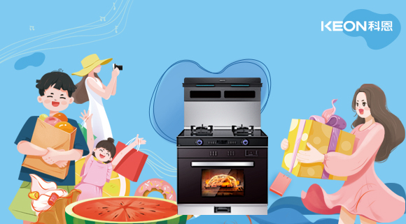 夏日聚餐，最怕“廚房桑拿”，科恩集成灶S400，一鍵智能蒸烤，美味即刻上桌！